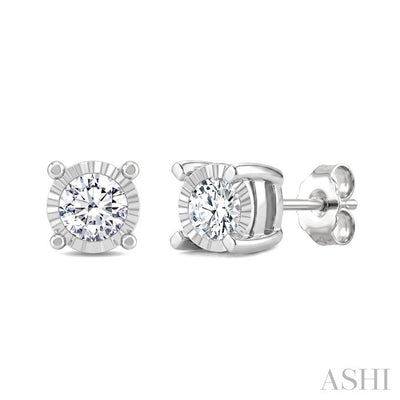 Silver Miracle Plate Diamond Fashion Stud Earrings