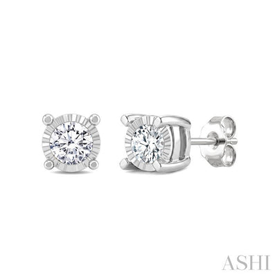 Silver Miracle Plate Diamond Fashion Stud Earrings