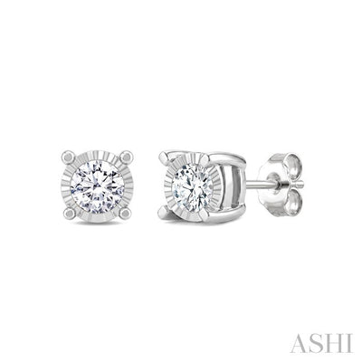 Silver Miracle Plate Diamond Fashion Stud Earrings
