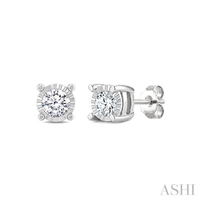 Silver Miracle Plate Diamond Fashion Stud Earrings