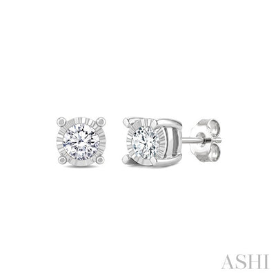 Silver Miracle Plate Diamond Fashion Stud Earrings