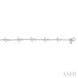 1/6 Ctw Cross Charm Round Cut Diamond Station Bracelet in 10K White Gold