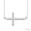 Silver Sideway Cross Diamond Fashion Pendant