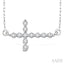 Silver Sideway Cross Diamond Fashion Pendant