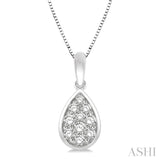 1/3 ctw Pear Shape Round Cut Diamond Cluster Pendant With Chain in 14K White Gold