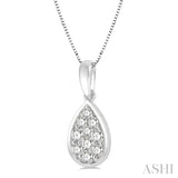1/3 ctw Pear Shape Round Cut Diamond Cluster Pendant With Chain in 14K White Gold