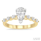 3/8 ctw Pear Shape Marquise & Round Cut Diamond Semi-Mount Engagement Ring in 14K Yellow and White Gold