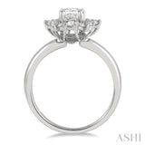 5/8 ctw Marquise Shape Oval, Baguette and Round Cut Diamond Semi-Mount Engagement Ring in 14K White Gold