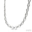 Silver Bold Oval Shape Link Diamond Fashion Necklace