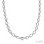 Silver Bold Oval Shape Link Diamond Fashion Necklace