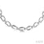 Silver Bold Oval Shape Link Diamond Fashion Necklace