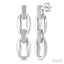 Silver Bold Oval Shape Link Diamond Fashion Earrings