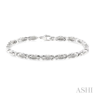 Silver 'X' Shape Diamond Bracelet