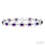 Silver Oval Shape Gemstone & Diamond Bracelet