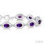 Silver Oval Shape Gemstone & Diamond Bracelet