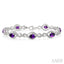 Silver Oval Shape Gemstone & Diamond Bracelet