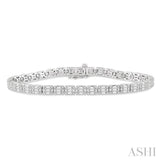 3 1/4 Ctw Fusion Baguette and Round Cut Diamond Tennis Bracelet in 14K White Gold