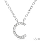 1/20 Ctw Initial 'C' Round Cut Diamond Pendant With Chain in 14K White Gold