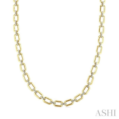 Gold Vermeil Bold Rectangular Shape Link Diamond Necklace