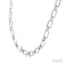 Silver Bold Rectangular Shape Link Diamond Necklace