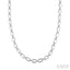 Silver Bold Rectangular Shape Link Diamond Necklace
