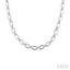 Silver Bold Rectangular Shape Link Diamond Necklace