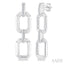 Silver Bold Rectangular Shape Link Diamond Fashion Earrings