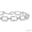 Silver Bold Rectangular Shape Link Diamond Fashion Bracelet