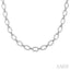 Silver Bold Oval Shape Link Diamond Necklace