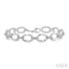 Silver Bold Oval Shape Link Diamond Fashion Bracelet