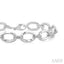 Silver Bold Oval Shape Link Diamond Fashion Bracelet