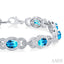 Silver Oval Shape Gemstone & Diamond Bracelet