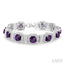 Silver Cushion Shape Gemstone & Diamond Bracelet