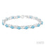 Silver Oval Shape Gemstone & Diamond Bracelet