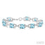 Silver Cushion Shape Gemstone & Diamond Bracelet