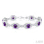 Silver Cushion Shape Gemstone & Diamond Bracelet