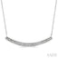 Silver Curved Bar Diamond Pendant