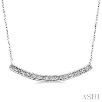 Silver Curved Bar Diamond Pendant