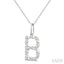 Silver Block 'B' Initial Diamond Pendant
