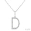 Silver Block 'D' Initial Diamond Pendant