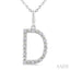 Silver Block 'D' Initial Diamond Pendant