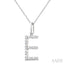 Silver Block 'E' Initial Diamond Pendant
