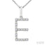 Silver Block 'E' Initial Diamond Pendant