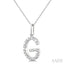 Silver Block 'G' Initial Diamond Pendant
