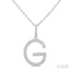 Silver Block 'G' Initial Diamond Pendant