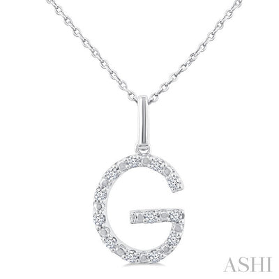 Silver Block 'G' Initial Diamond Pendant