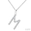 Silver Block 'M' Initial Diamond Pendant