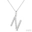 Silver Block 'N' Initial Diamond Pendant
