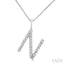 Silver Block 'N' Initial Diamond Pendant