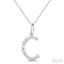 Silver Block 'C' Initial Diamond Pendant